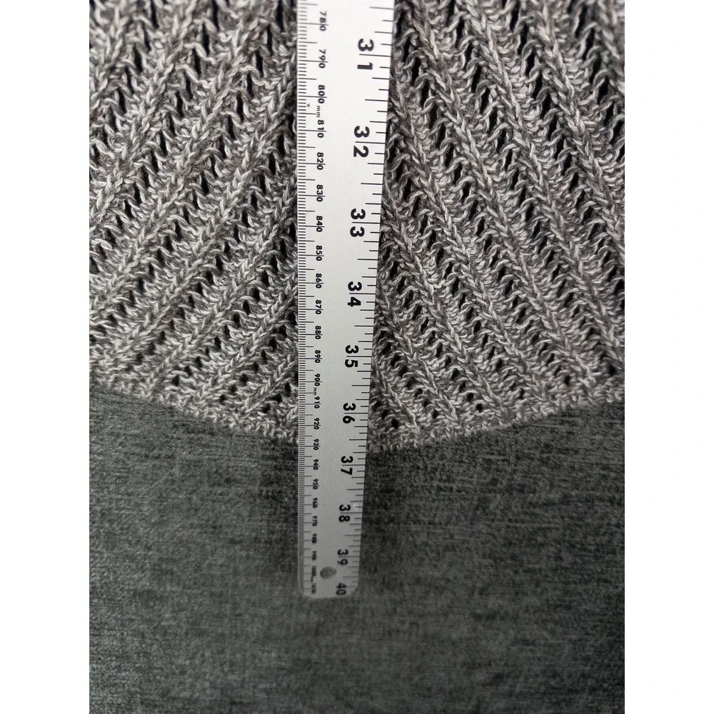 Eileen Fisher Cardigan Womens M Gray Crochet Long Open Front Cotton‎ Minimalist